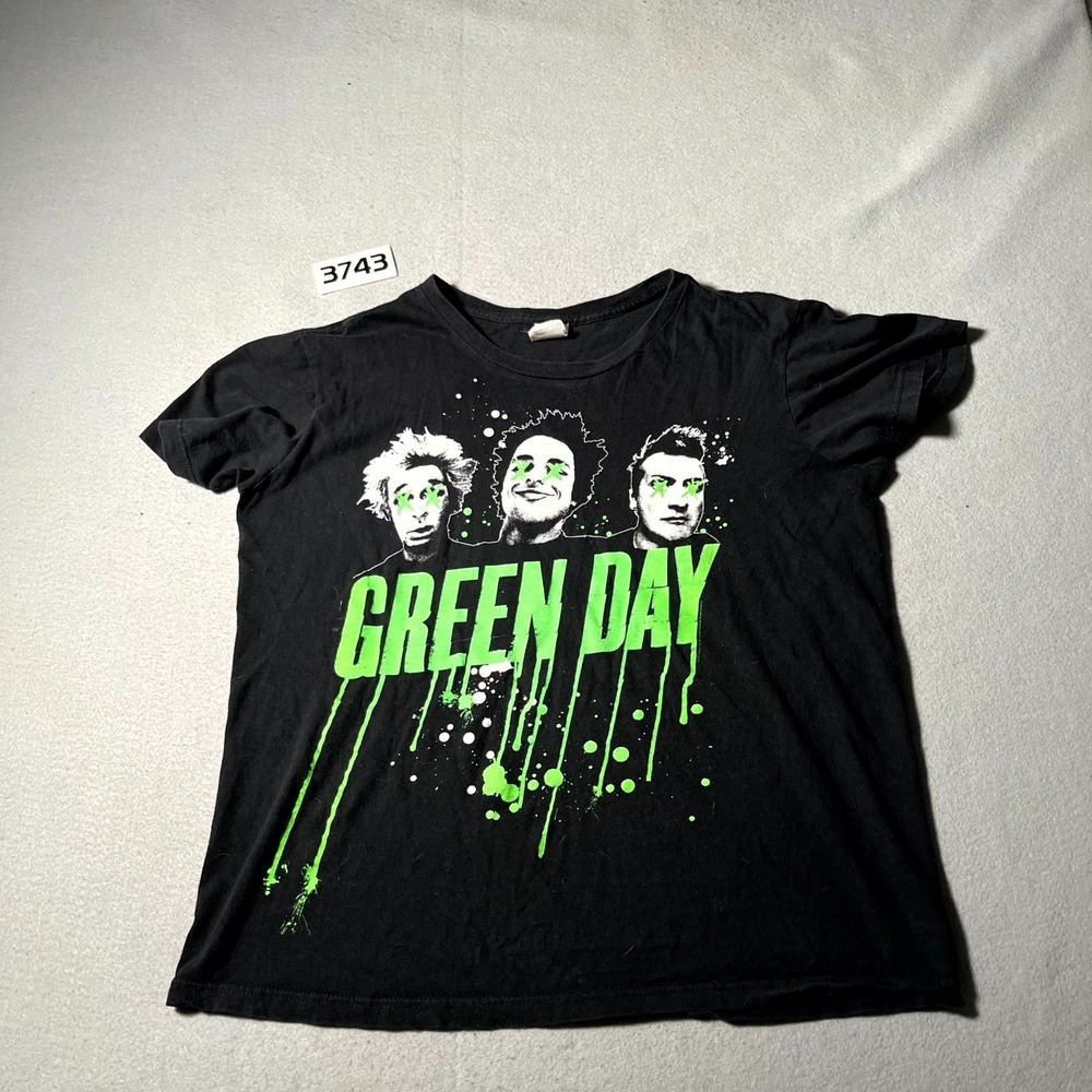 Bay Island T Shirt Men Medium Black Rock Green Day Drips Spell Out Graphic Music
